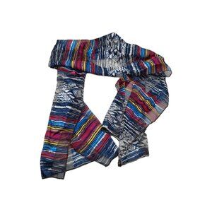 Blue Red Striped Geometric Multi-colored Scarf Rectangle 13"x60"